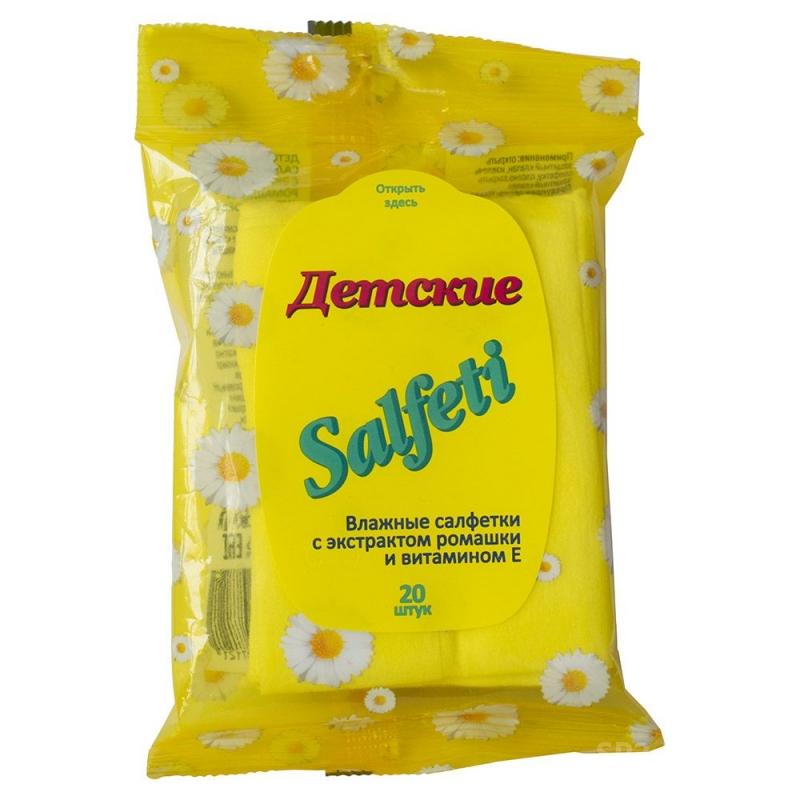 Salfeti салфетки влажные детские, салфетки влажные, 20 шт, с ромашкой фото