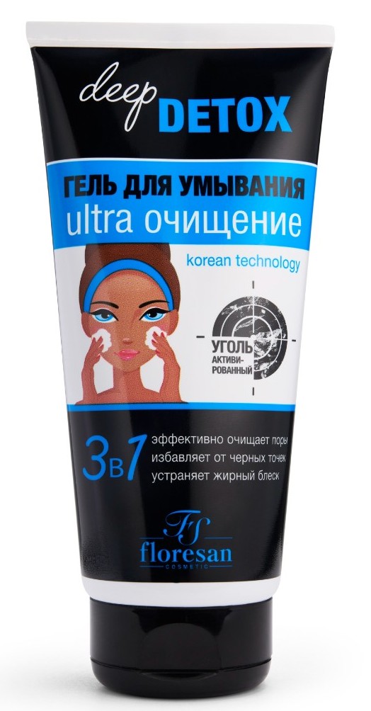 Floresan deep detox, гель для умывания, 150 мл, 1 шт, с активированным углем, арт. Ф-15 фото