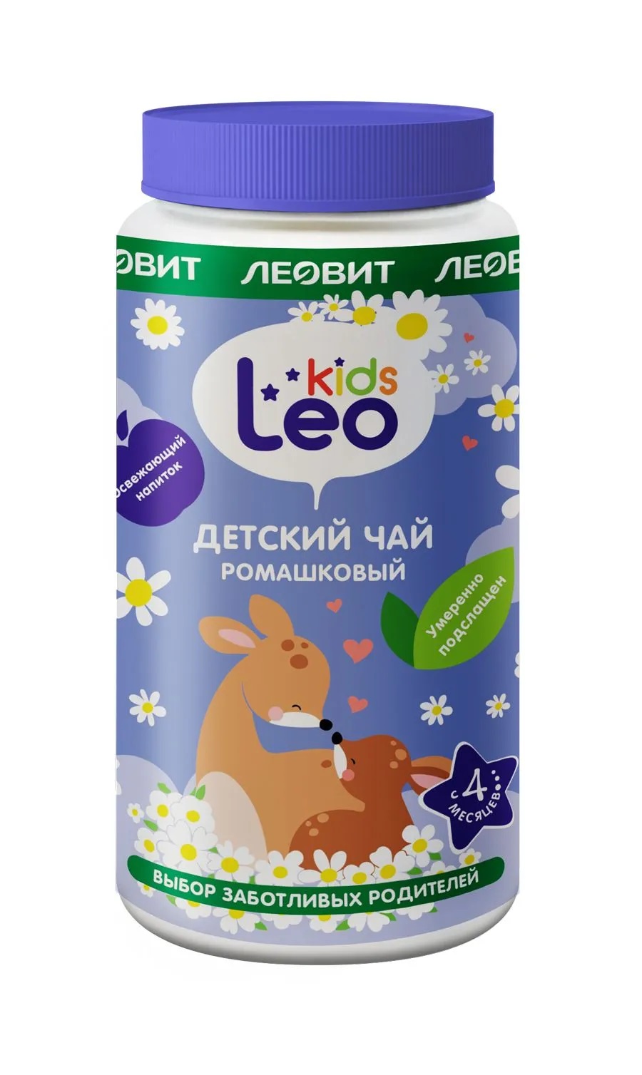 Леовит Leo Kids Детский чай ромашковый, чай, 200 г, 1 шт, для детей с 4 месяцев, гранулированный фото