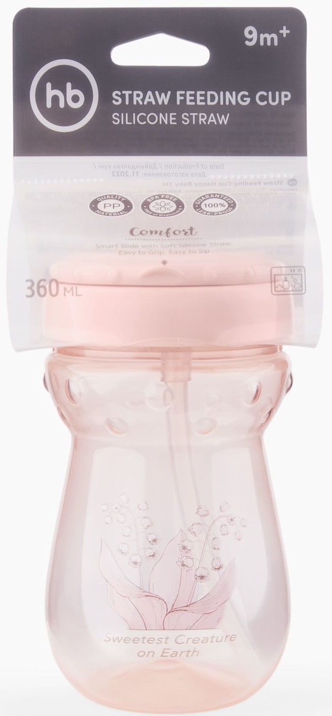 Happy Baby Поильник с силиконовой трубочкой, 9+ мес, 360 мл, 1 шт, ландыш, арт. 14011 фото