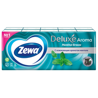 Zewa Deluxe платки носовые бумажные ментол, 100 шт, с ментолом, 10х10 фото
