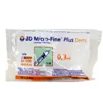 BD Micro-Fine Plus Demi Шприц инсулиновый с несъемной иглой U-100, 0.3 мл, 10 шт, 30G (0.30x8 мм) фото 