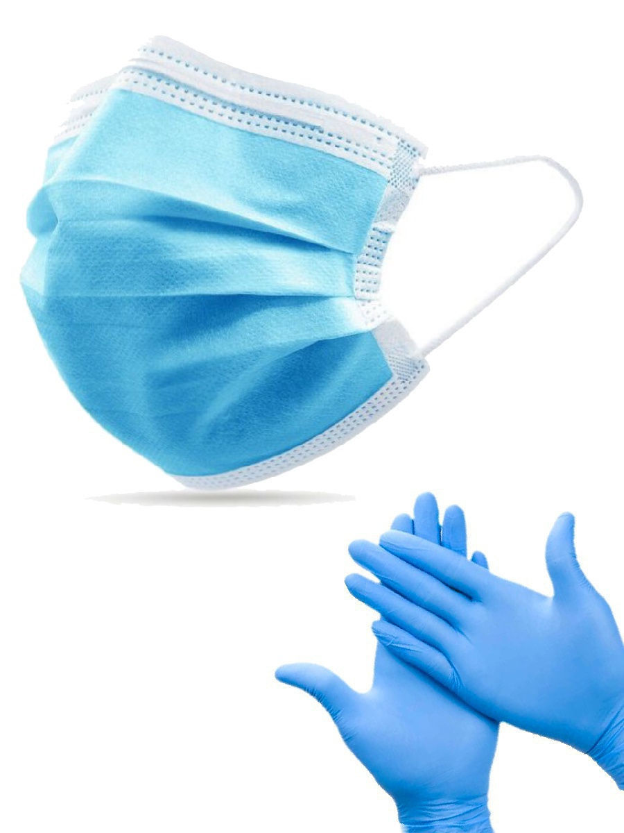 Набор маска + перчатки одноразовые, 1 шт. фото