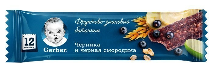 Gerber Батончик фруктово-злаковый, 25 г, 1 шт, черника + черная смородина фото