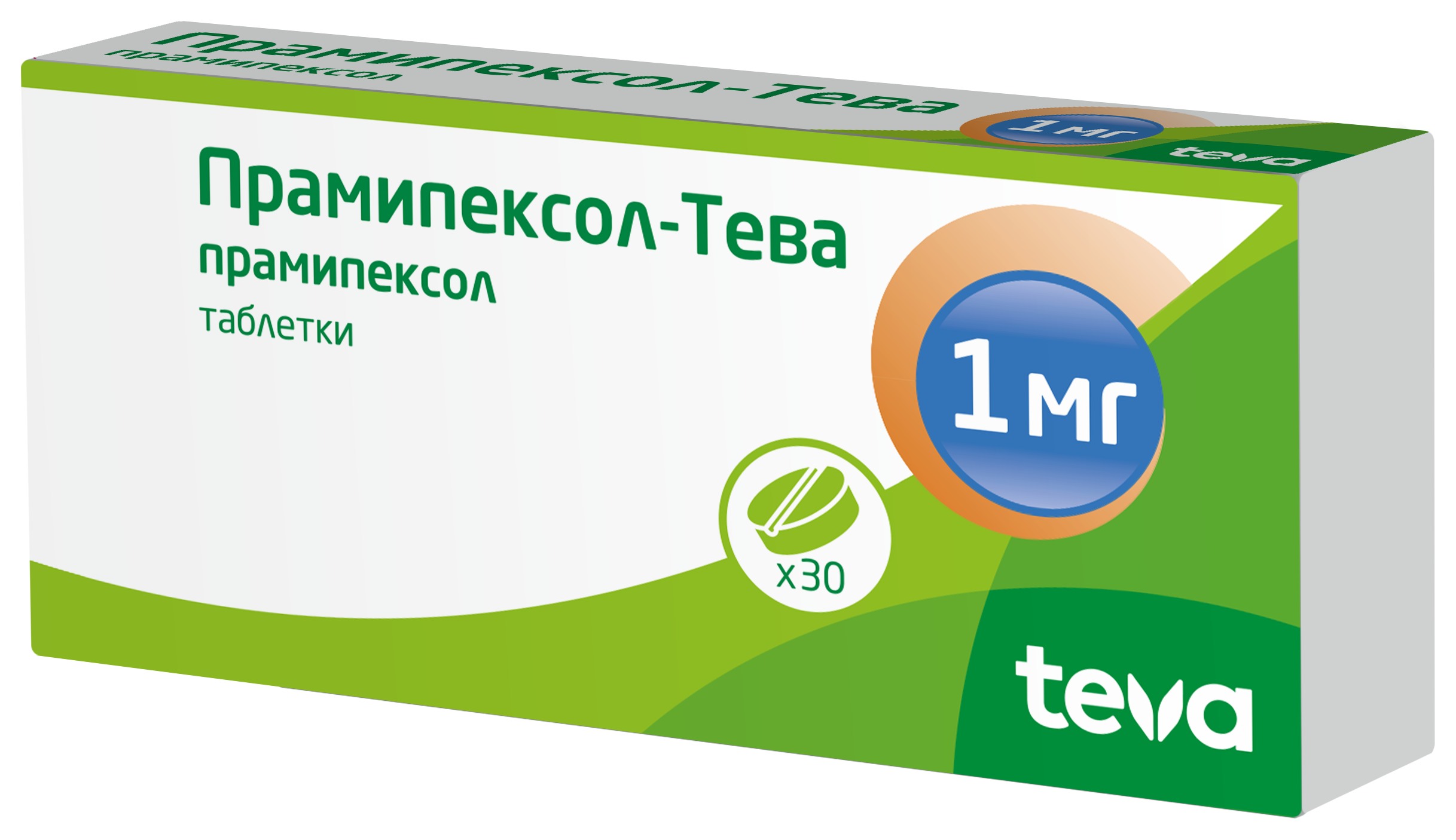 Прамипексол-Тева, 1 мг, таблетки, 30 шт. фото