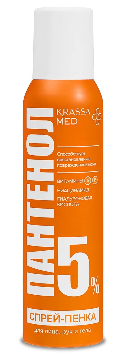 Krassa Med Пантенол, 5%, спрей-пена, 150 мл, 1 шт, с витаминами А и Е фото