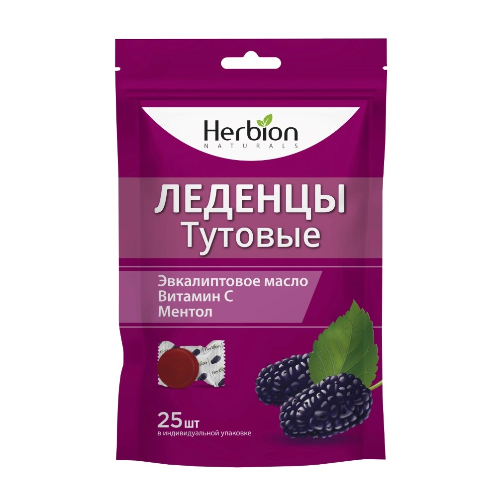 Herbion Леденцы тутовые, леденцы, 25 шт, с эвкалиптовым маслом фото