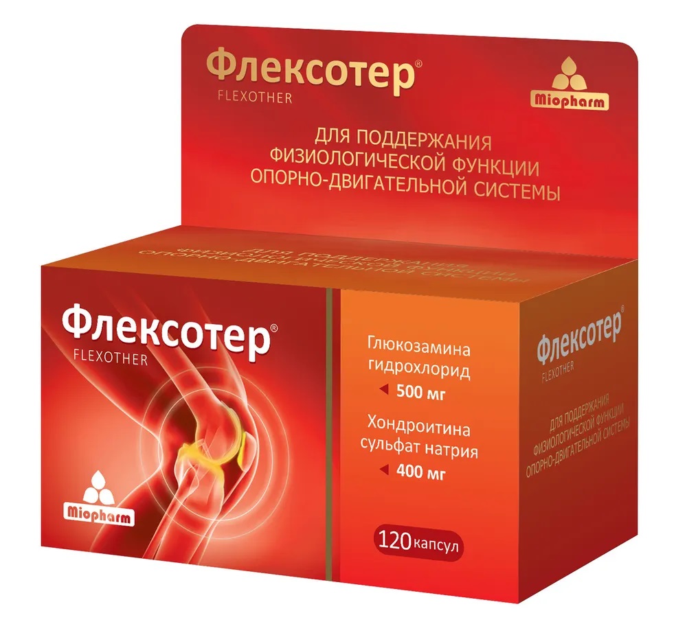 Флексотер, 500 мг + 400 мг, капсулы, 120 шт. фото