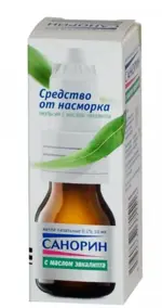 Санорин с маслом эвкалипта, 0.1%, капли назальные, 10 мл, 1 шт. фото