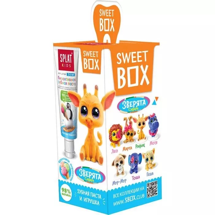 Splat junior Sweet box Зубная паста детская с игрушкой, набор, 20 мл, 1 шт, фруктовое мороженое фото