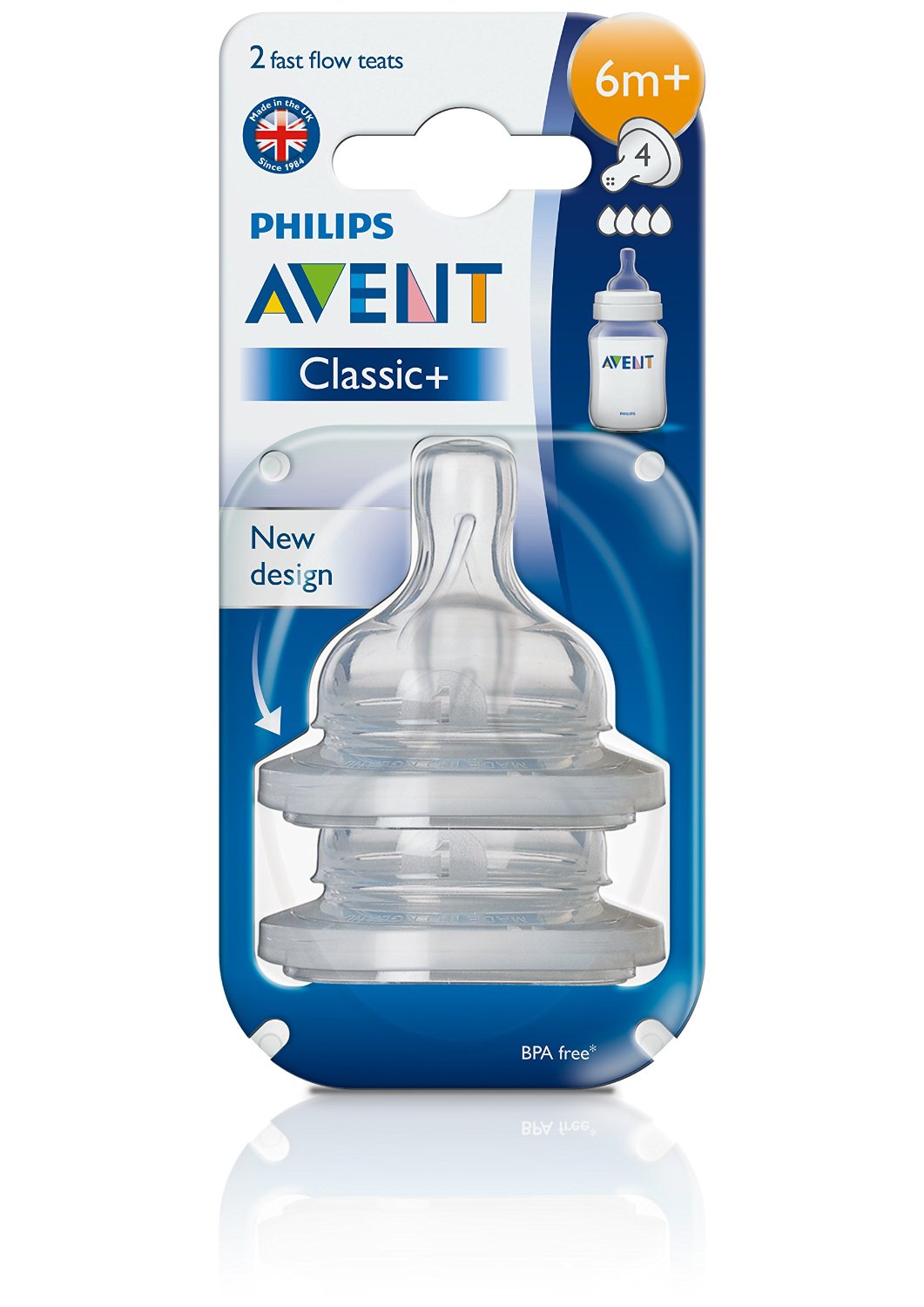 AVENT Classic+ Соска силиконовая антиколиковая быстрый поток, 2 шт, 6+ мес, арт. SCF634/27 (82840) фото