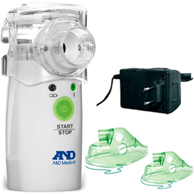 Ингалятор ультразвуковой портативный (Меш-небулайзер) AND UN-233 AC, 1 шт, с адаптером и маской фото