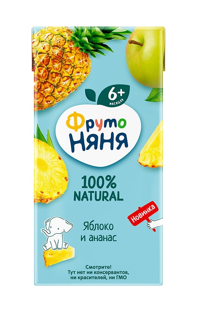Фрутоняня Нектар, сок, 200 мл, 1 шт, яблоко + ананас фото