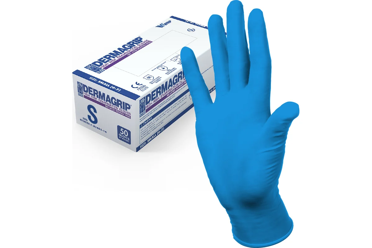 DERMAGRIP High Risk перчатки смотровые латексные неопудренные нестерильные, Small S (6-7), пара, 25 шт. фото