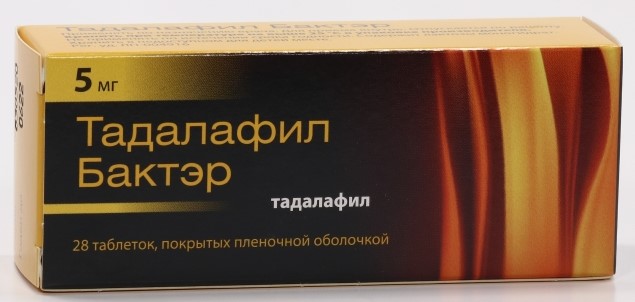 Тадалафил Бактэр, 5 мг, таблетки, покрытые оболочкой, 28 шт. фото