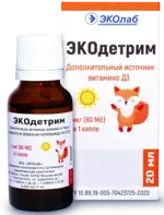 ЭКОдетрим Витамин Д3, 80 МЕ/мл, жидкость для приема внутрь, 20 мл, 1 шт. фото