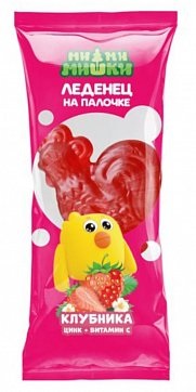 Ми-ми-мишки Петушок карамель леденцовая с цинком и витамином С, карамель леденцовая, 17 г, 1 шт, клубника, детям с 3х лет фото