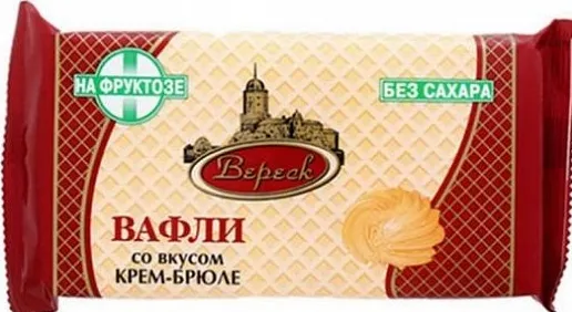Невские вафли Крем-брюле на фруктозе, 105 г, 1 шт, без сахара фото