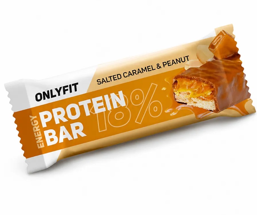 Onlyfit Батончик протеиновый глазированный, батончик, 50 г, 1 шт, арахис + соленая карамель фото