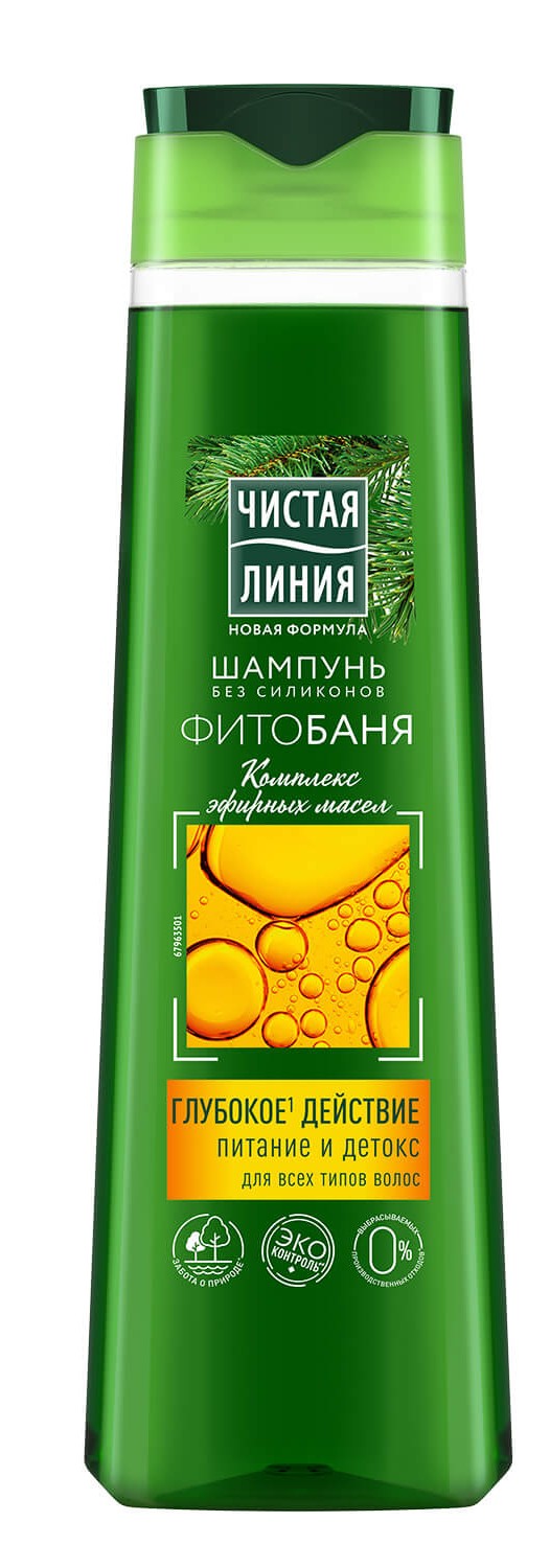 Чистая линия Фитобаня Питание и детокс, шампунь, 400 мл, 1 шт, для всех типов волос фото