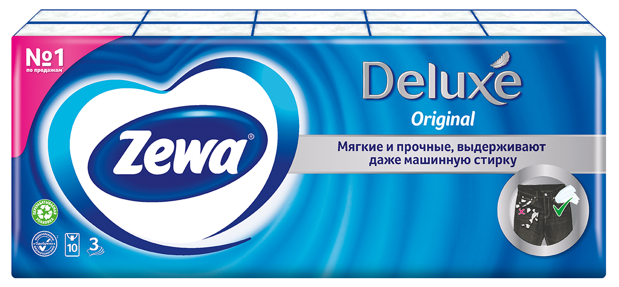 Zewa Deluxe платки носовые бумажные, 100 шт, 10х10 фото