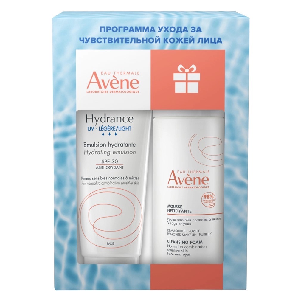 Avene Hydrance UV Legere эмульсия spf 30 40 мл + очищающая пенка 50 мл, набор, 1 шт. фото