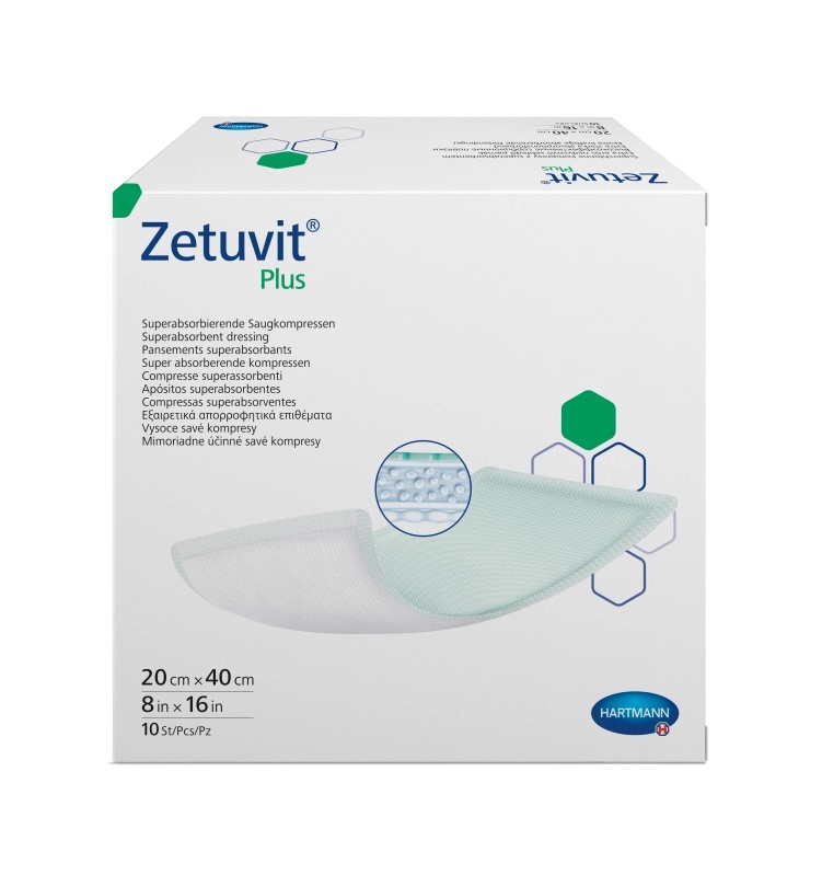 Zetuvit Plus Повязка суперабсорбирующая стерильная, 20 см x 40 см, повязка стерильная, 10 шт. фото