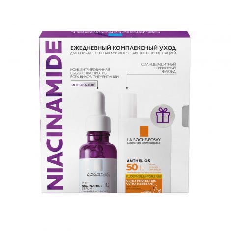 La Roche-Posay сыворотка против пигментации 30 мл + солнцезащитный невидимый флюид SPF 50+ 50 мл, набор, 1 шт. фото