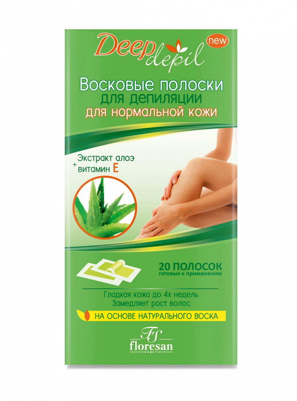 Floresan Deep Depil полоски восковые для депиляции, полоски восковые, 20 шт, с алоэ вера, для нормальной кожи, Ф-485 фото
