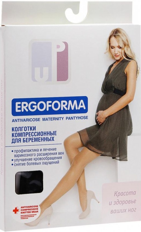 Ergoforma Колготки для беременных 1 класс компрессии (18-22 mmHg), р. 4, 1 шт, черного цвета, арт. 113 фото