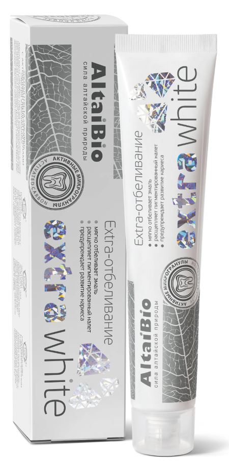 Altaibio Extra White Экстра отбеливание, паста зубная, 75 мл, 1 шт, с активными микрогранулами фото
