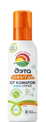 Дэта Sensitive Aqua спрей от комаров, спрей, 100 мл, 1 шт, для чувствительной кожи фото 