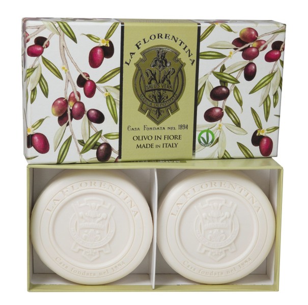La Florentina Мыло туалетное набор, мыло твердое, 115 г, 2 шт, цветы оливы фото