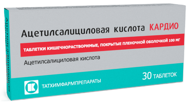 Ацетилсалициловая кислота Кардио, 100 мг, таблетки, покрытые кишечнорастворимой оболочкой, 30 шт. фото