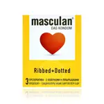 Masculan Ribbed+Dotted презервативы с колечками и пупырышками, презервативы, 3 шт. фото