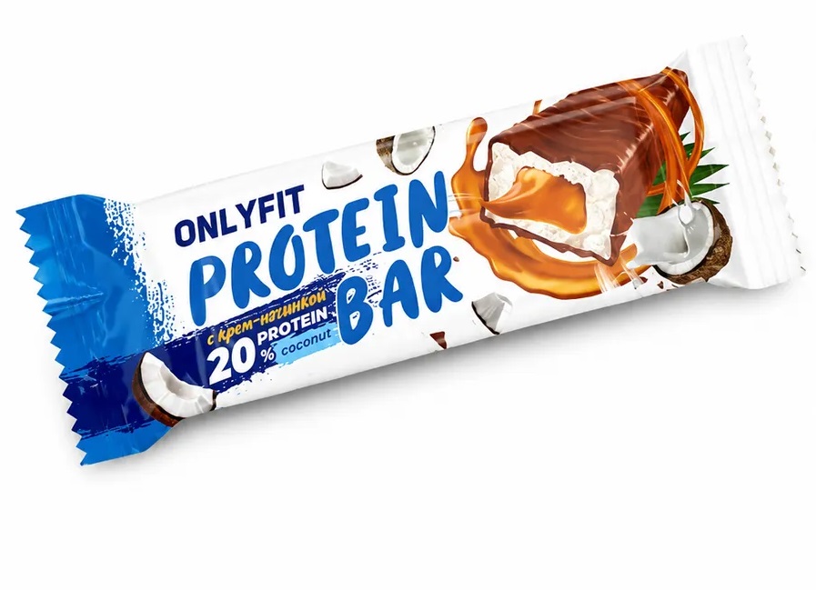 Onlyfit Батончик глазированный с крем-начинкой, батончик, 50 г, 1 шт, кокос фото