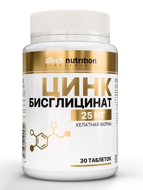 Atech nutrition Цинк бисглицинат, 25 мг, таблетки, 30 шт. фото