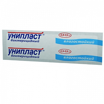 Унипласт Лейкопластырь бактерицидный влагостойкий, 2.5 см х 7.2 см, пластырь медицинский, 1 шт. фото