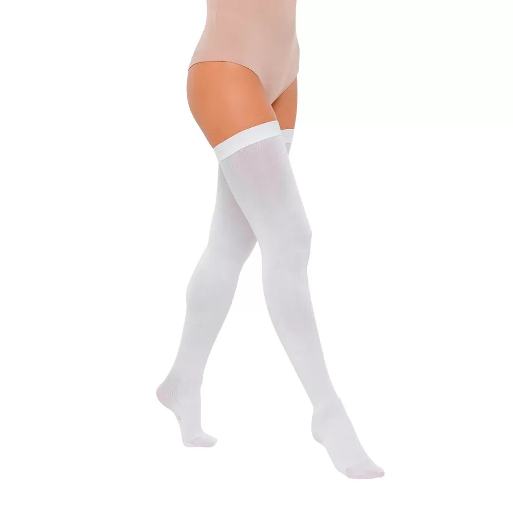 Интекс Чулки антиэмболические с резинкой на силиконовой основе, 2 класс компрессии, XL, пара, 1 шт, белого цвета фото
