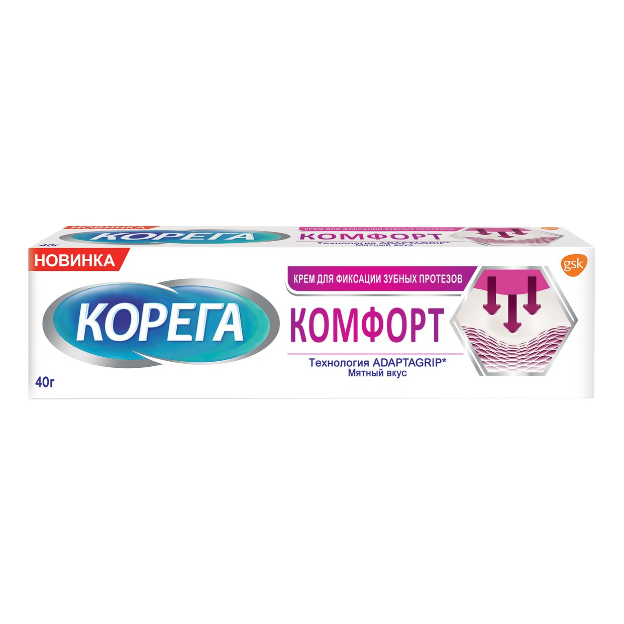 Корега Комфорт, крем для фиксации зубных протезов, 40 г, 1 шт, мята фото