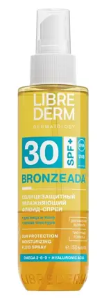 Librederm Bronzeada солнцезащитный флюид-спрей двухфазный увлажняющий, 50 мл, 1 шт, SPF 30 фото