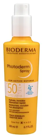 Bioderma Photoderma Спрей для лица и тела солнцезащитный SPF50+, спрей, 200 мл, 1 шт. фото