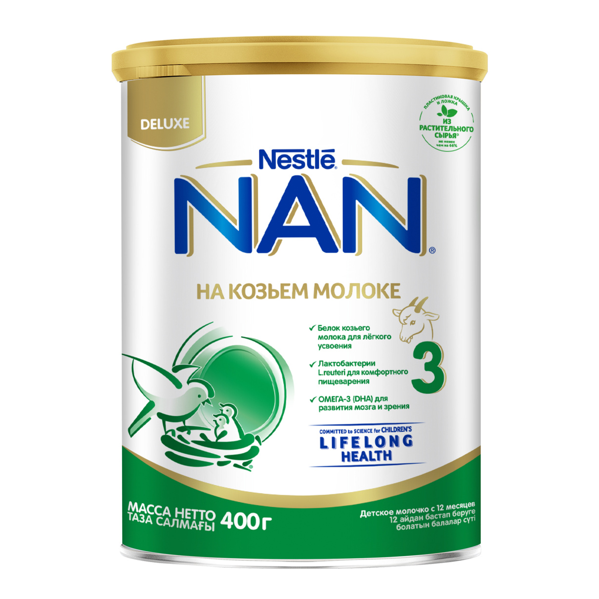NAN 3 Goat Milk Смесь сухая на основе козьего молока, смесь молочная сухая, 400 г, 1 шт, для детей с 12 месяцев фото