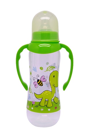 Dino&Rhino Бутылочка с силиконовой молочной соской для кормления с ручками, 250 мл, 1 шт. фото