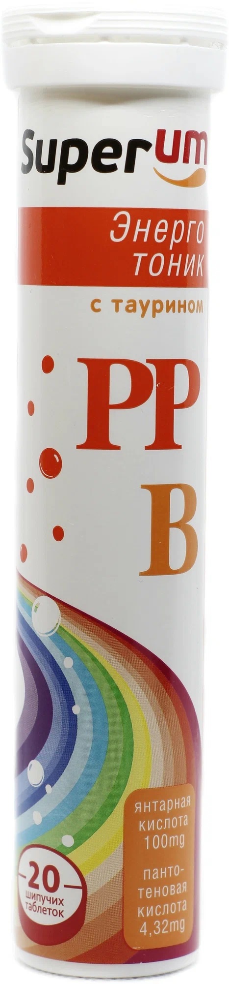 Superum Энерготоник с таурином, таблетки шипучие, 20 шт. фото