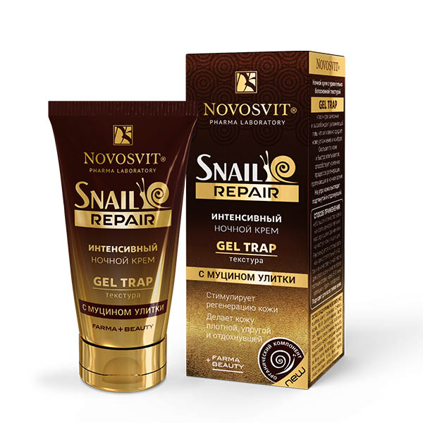 Novosvit Snail Repair Интенсивный ночной крем gel trap с муцином улитки, крем-гель, 50 мл, 1 шт, для лица фото