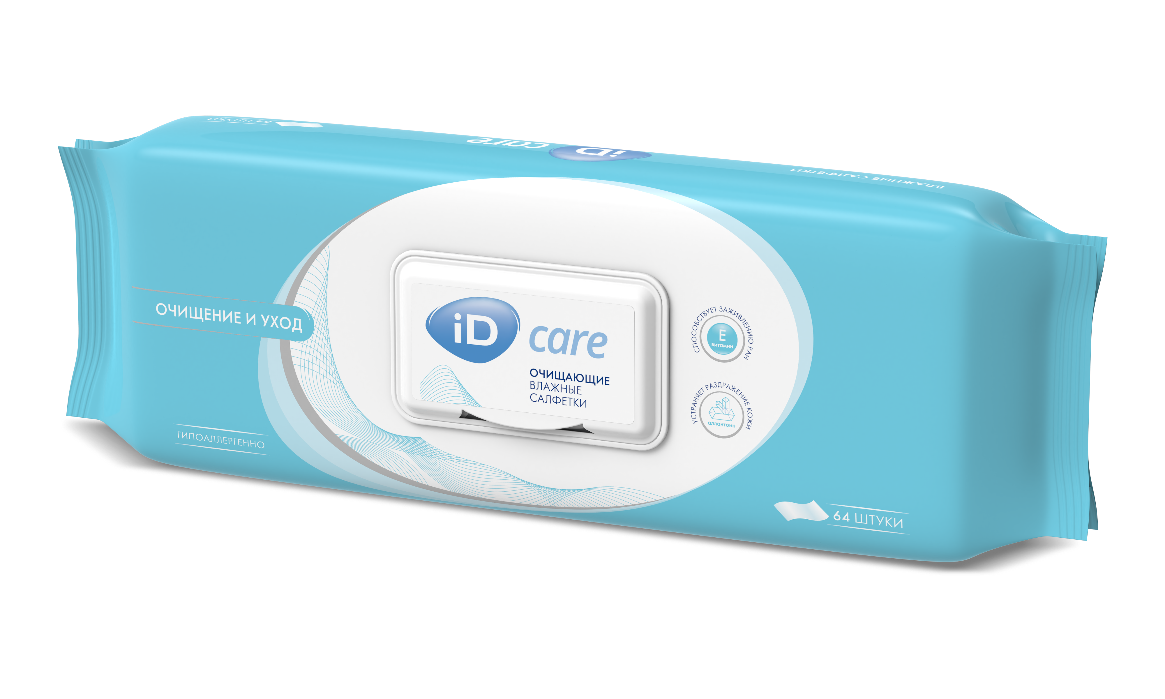ID Care Очищающие Салфетки влажные, салфетки влажные, 64 шт. фото