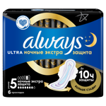 Always Ultra Night Прокладки женские Экстра защита, 6 шт. фото