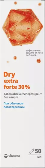 Витатека Dry Extra Forte, 30 %, антиперсперант дабоматик, 50 мл, 1 шт, без спирта фото