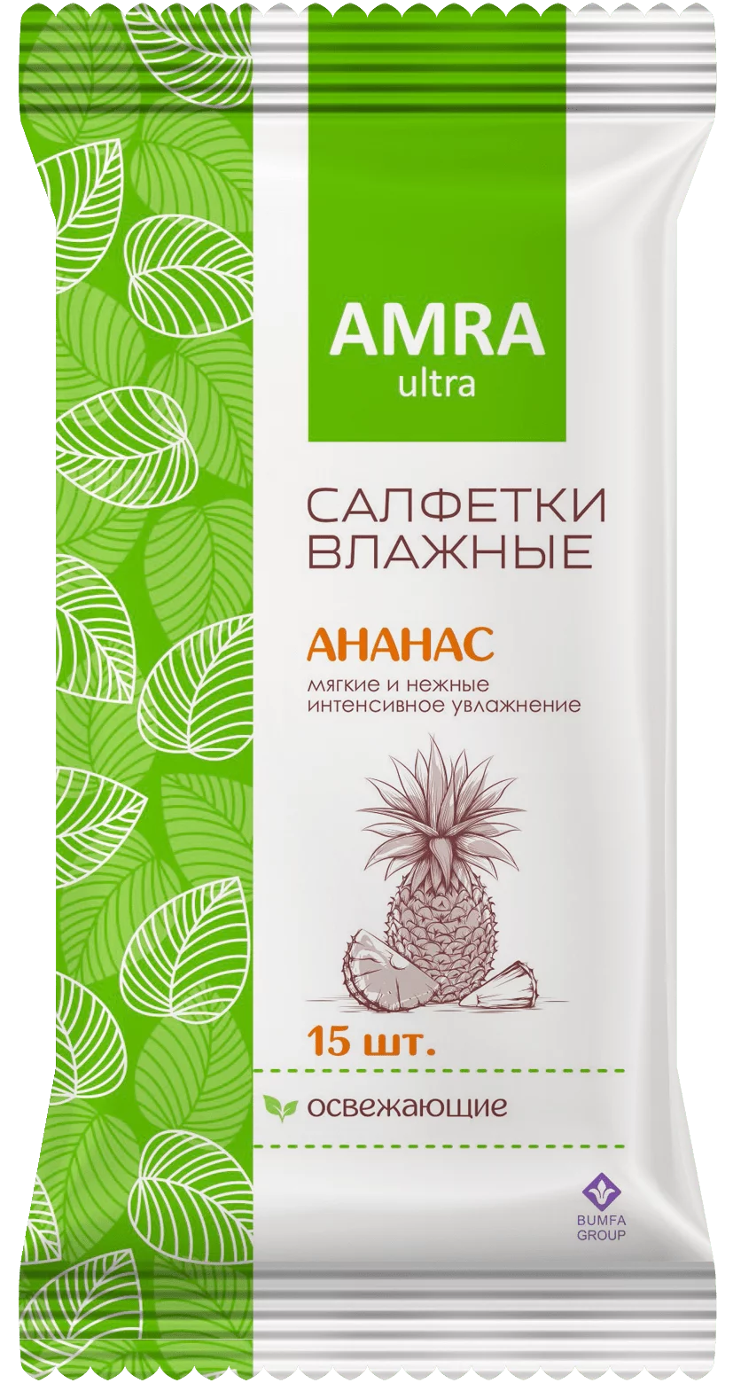 Amra Салфетки влажные освежающие, 15 шт, в ассортименте фото